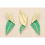 Pareja Pendientes Hoja Doblada 70*20 Esmalte verde / Base Pendientes