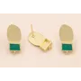 Pendiente cuadrado Verde con Chapa 18*7mm Oro Mate / Base Pendientes