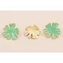 Pendiente Flor Oro Mate esmalte Turquesa 33mm diam / Base Pendientes