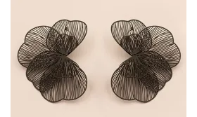 Pareja de Pendientes Flor 4 capas 70*50mm Negro / Base Pendientes 