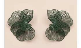 Pareja de Pendientes Flor 4 capas 70*50mm verde / Base Pendientes 