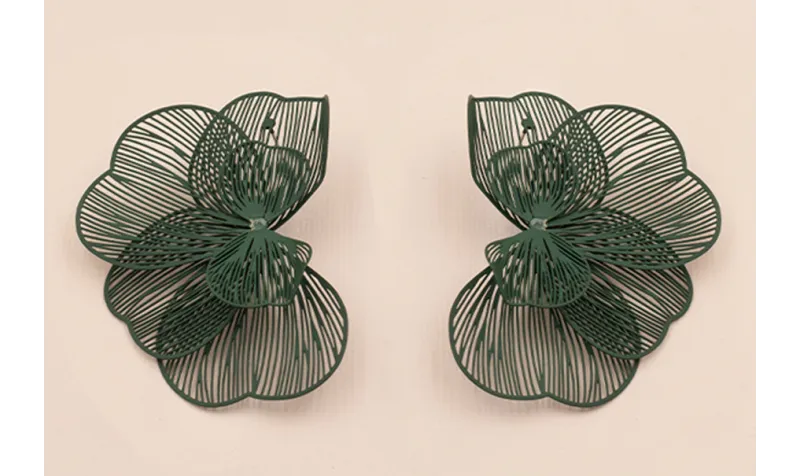 Pareja de Pendientes Flor 4 capas 70*50mm verde / Base Pendientes 