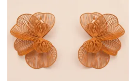 Pareja de Pendientes Flor 4 capas 70*50mm Rosa / Base Pendientes 