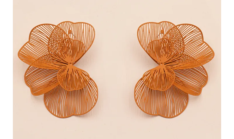 Pareja de Pendientes Flor 4 capas 70*50mm Rosa / Base Pendientes 