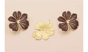 Pendiente Flor 20*14mm Oro Mate y Morado / Base Pendientes 