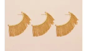 Pendiente Arco de 50mm con Flecos de 25mm Oro Mate / Base Pendientes 