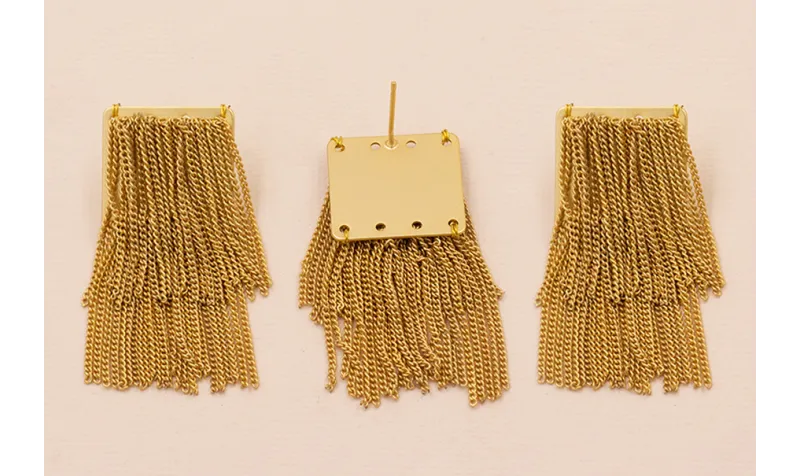 Perno Doble Fleco cadenas 20*45mm Oro Mate / Base Pendientes 