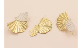 Pendiente 2 palmas 50*30mm Blanco Mate doble perno / Base Pendientes 