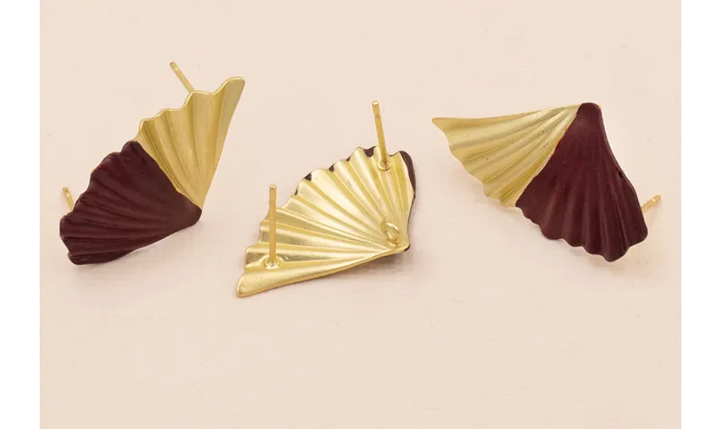 Perno doble triangulo plisado 30*15 Granate Mate / Base Pendientes 