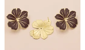 Pendiente Flor 45*40 2 pernos Oro Mate y Grana / Base Pendientes 