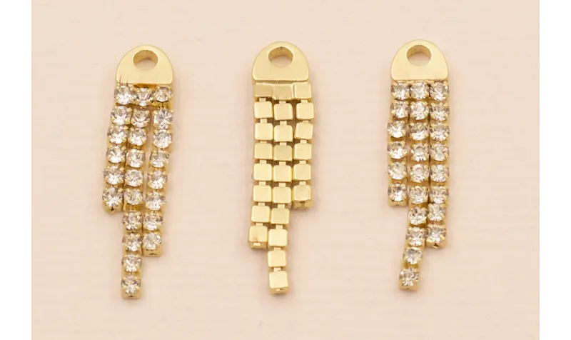 Colgante Fleco strass pendiente 5*25mm Oro Mate / Base Pendientes 