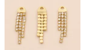 Colgante Fleco strass pendiente 5*25mm Oro Mate / Base Pendientes 