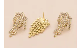 Perno Fleco strass 10*25mm Oro Mate / Base Pendientes 