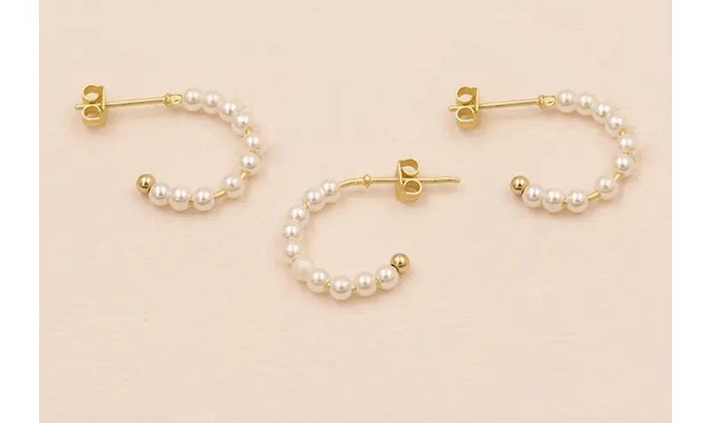 Perno Aro de 18mm diametro con perlas de 2mm / Base Pendientes 