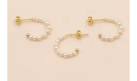 Perno Aro de 18mm diametro con perlas de 2mm / Base Pendientes 
