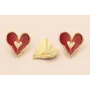 Perno Corazón Oro Mate 16*16mm esmalte Granate / Base Pendientes 