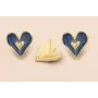 Perno Corazón Oro Mate 16*16mm esmalte Azul Marino / Base Pendientes 
