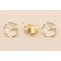 Perno Flor 18mm  Oro Mate Esmalte Blanco Mate / Base Pendientes 