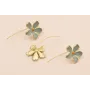 Pendiente Flor 25mm Oro Mate Gris y Naranja / Base Pendientes 