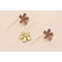 Pendiente Flor 25mm Oro Mate Morado y Naranja / Base Pendientes 