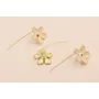 Pendiente Flor 25mm Oro Mate Crema y Naranja / Base Pendientes 