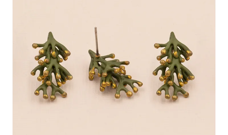 Perno Coral 23*12mm Verde Mate / Base Pendientes 