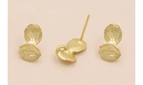 Perno doble hoja 12*7mm Oro Mate / Base Pendientes 