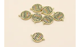 Disco doble aro de 10mm con Microbrillos / Cuentas Metálicas de Latón / Zamak