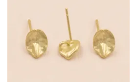Perno Hoja Arqueada 8*6mm Oro Mate / Base Pendientes 