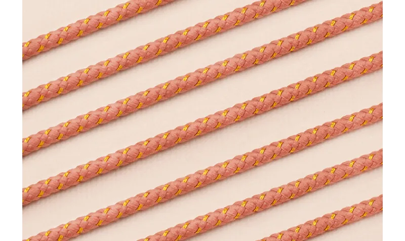 Cordón de 3mm Rosa Palo con hilo dorado