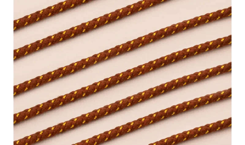 Cordón de 3mm Marrón con hilo dorado / Hilos y Cordones, Algodón / Símil