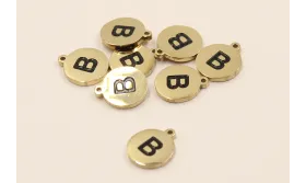 Chapa acero Inoxidable 10mm letra  B / Cuentas Metálicas de Acero Inoxidable