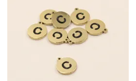 Chapa acero Inoxidable 10mm letra  C / Cuentas Metálicas de Acero Inoxidable