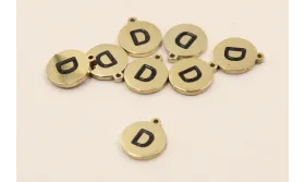 Chapa acero Inoxidable 10mm letra  D / Cuentas Metálicas de Acero Inoxidable