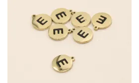 Chapa acero Inoxidable 10mm letra E / Cuentas Metálicas de Acero Inoxidable