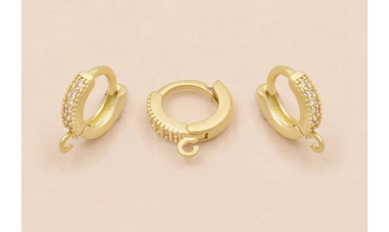 Cierre Aro de 8mm con strass Oro Mate / Cierres de Latón / Zamak