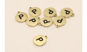 Chapa acero Inoxidable 10mm letra P / Cuentas Metálicas de Acero Inoxidable