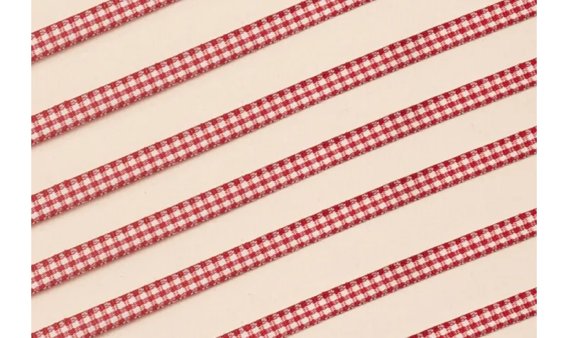 Lazo de Mini Vichy 5mm cuadros Burdeos