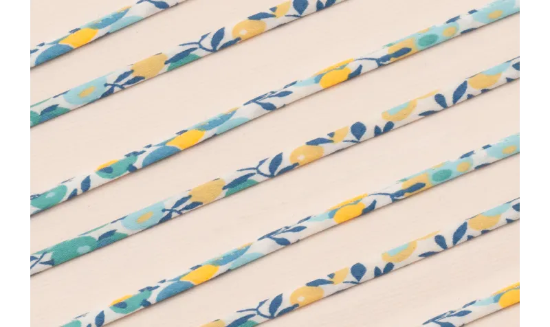 Lazo 4mm Liberty Flores Azul, Turquesa y Fluor