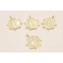 Medalla Azteca 17*1mm Baño Oro 18K y 3 micras / Cuentas Metálicas de Baño Oro 3 Micras 18K