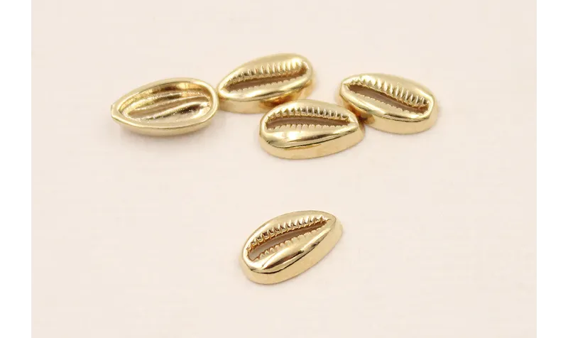 Cuenta Concha 9*5,5*3mm Baño Oro 18K 3 micras / Cuentas Metálicas de Baño Oro 3 Micras 18K