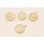 Medalla Ojo Turco de 15*2mm Baño Oro 18K-3 micras / Cuentas Metálicas de Baño Oro 3 Micras 18K