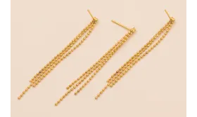 Perno Fleco de 3 tiras 55mm Baño Oro 3Micras 18K / Base Pendientes 
