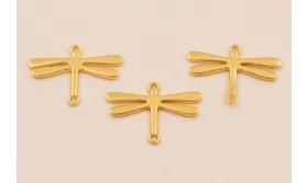 Entrepieza Libélula 20*15mm / Cuentas Metálicas de Baño Oro 3 Micras 18K