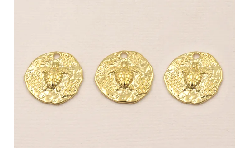 Chapa Tortuga 18mm Baño Oro 3 micras 18K