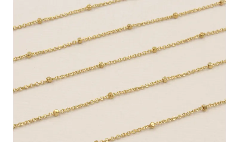 Cadena 1mm con microbola de 1,5mm Baño Oro 3M 18K