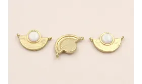 Entrepieza con cristal Opal 15*10*2mm Dorado Mate / Cuentas Metálicas de Latón / Zamak