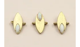 Ovalo 15*5mm con ovalo Opal Dorado Mate / Cuentas Metálicas de Latón / Zamak