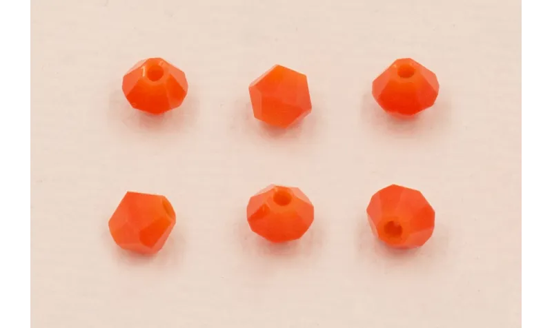 Bicono Facetado de 4mm Color Naranja Vivo /Cuentas de  Cristal