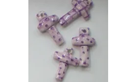 Cruz Cerámica Lila /Cuentas de  Ceramica
